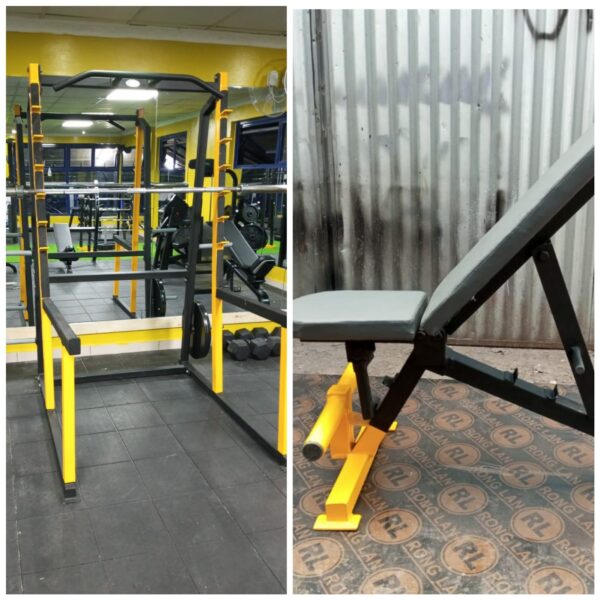 squat rack and bench
